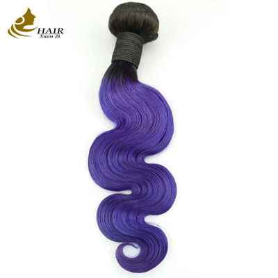 quality Purple Wavy Ombre Human Hair Extensions 26 Inch Kinky Curly factory